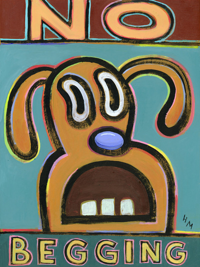 Humorous dog print No Begging by greater Boston area artist Hal Mayforth
