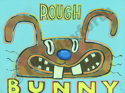 Humorous print Rough Bunny by greater Boston area artist Hal Mayforth