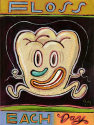 Humorous dental print Floss Each Day by greater Boston area artist Hal Mayforth